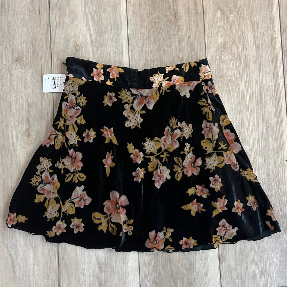 Free people Velvet floral mini skirt